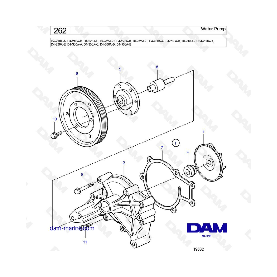 Volvo Penta D4 210 A D4 225A D4 260A D4 300A Water Pump DAM