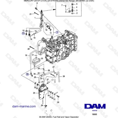 Mercury Efi Fuel Rail Vapor Separator Dam Marine