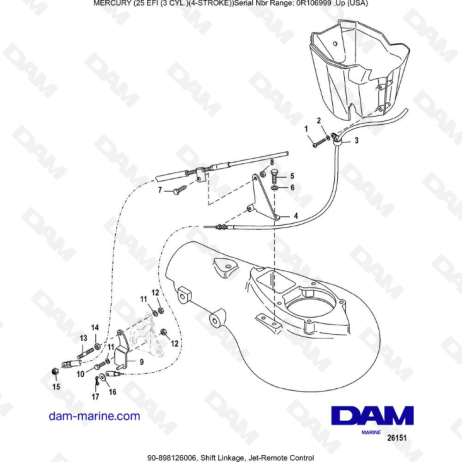 Mercury Efi Shift Linkage Jet Remote Control Dam Marine