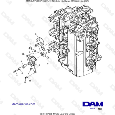 Mercury Optimax 90 Throttle Lever And Linkage DAM Marine