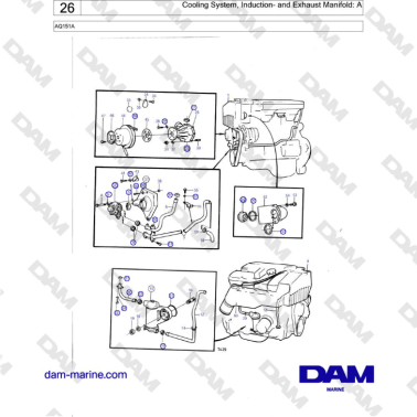 Volvo Penta AQ151A Cooling System Induction And Exhaust Manifold A