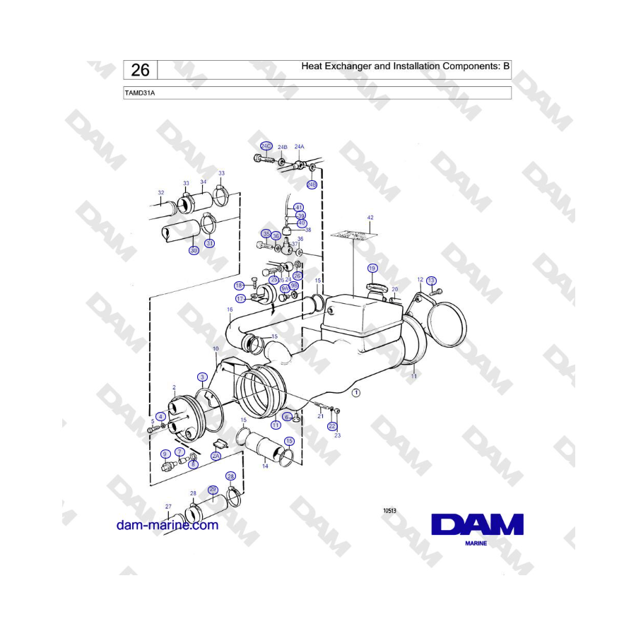 Volvo Penta Tamd A Heat Exchanger And Installation Components B