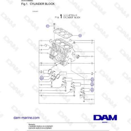 Yanmar 3JH3 CYLINDER BLOCK DAM Marine