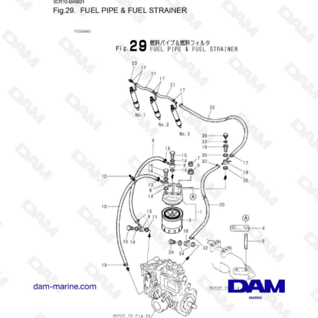 Yanmar Jh Fuel Pipe Fuel Strainer Dam Marine