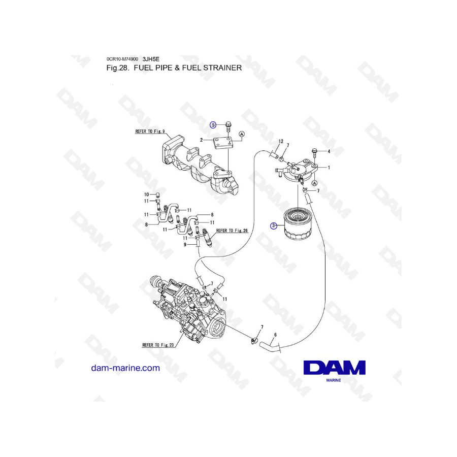 Yanmar Jh E Fuel Pipe Fuel Strainer Dam Marine