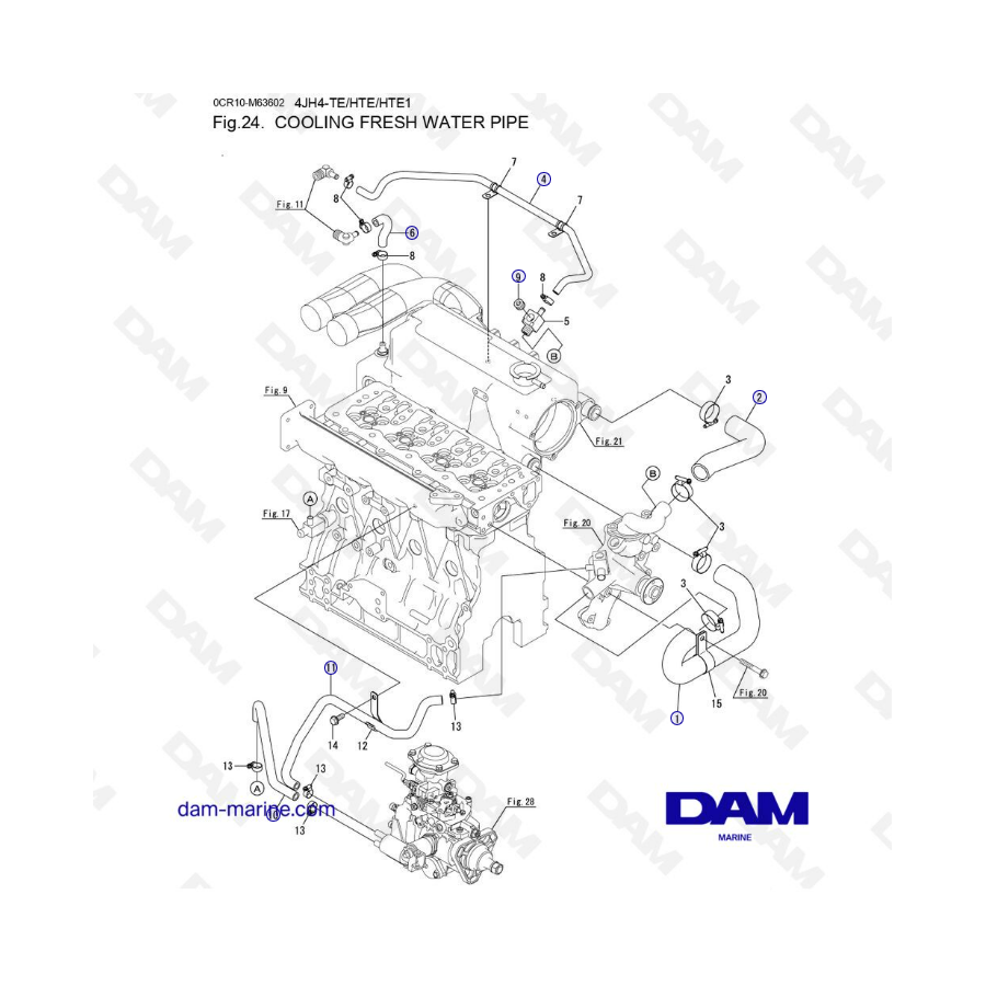 Yanmar Jh Te Cooling Fresh Water Pipe Dam Marine