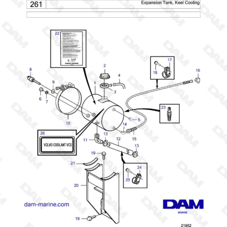 Volvo Penta Md Expansion Tank Keel Cooling Dam Marine