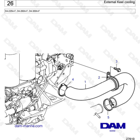 Volvo Penta D4 225A F D4 260A F D4 300A F Refrigeración externa de