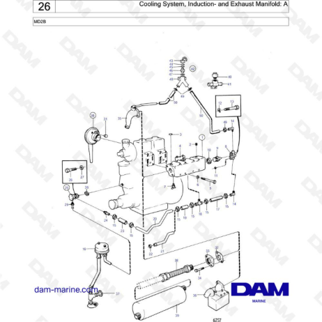 Volvo Penta MD2B Cooling System Induction Exhaust Manifold A