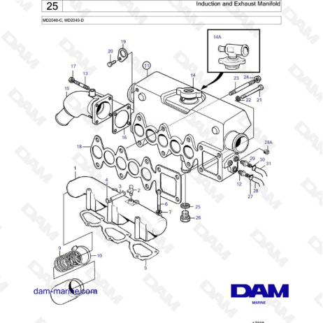 Volvo Penta Md C Md D Induction Exhaust Manifold Dam Marine