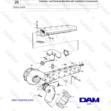 Volvo Penta TMD40A AQD40A Induction Exhaust Manifold With