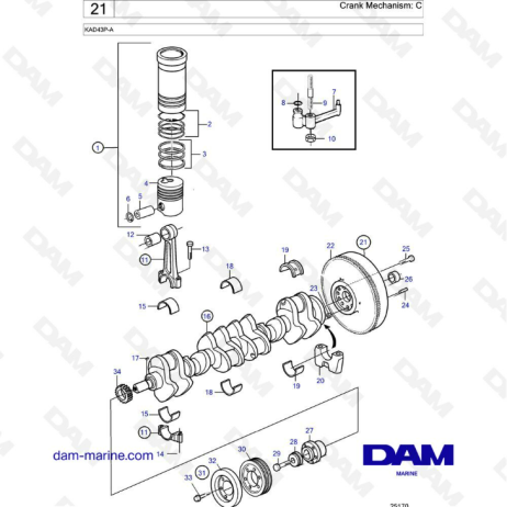 Volvo Penta KAD43P A Crank Mechanism C DAM Marine