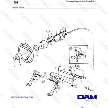 Volvo Penta AQ120B AQ125A Steering Mechanism Roto Pilot DAM Marine