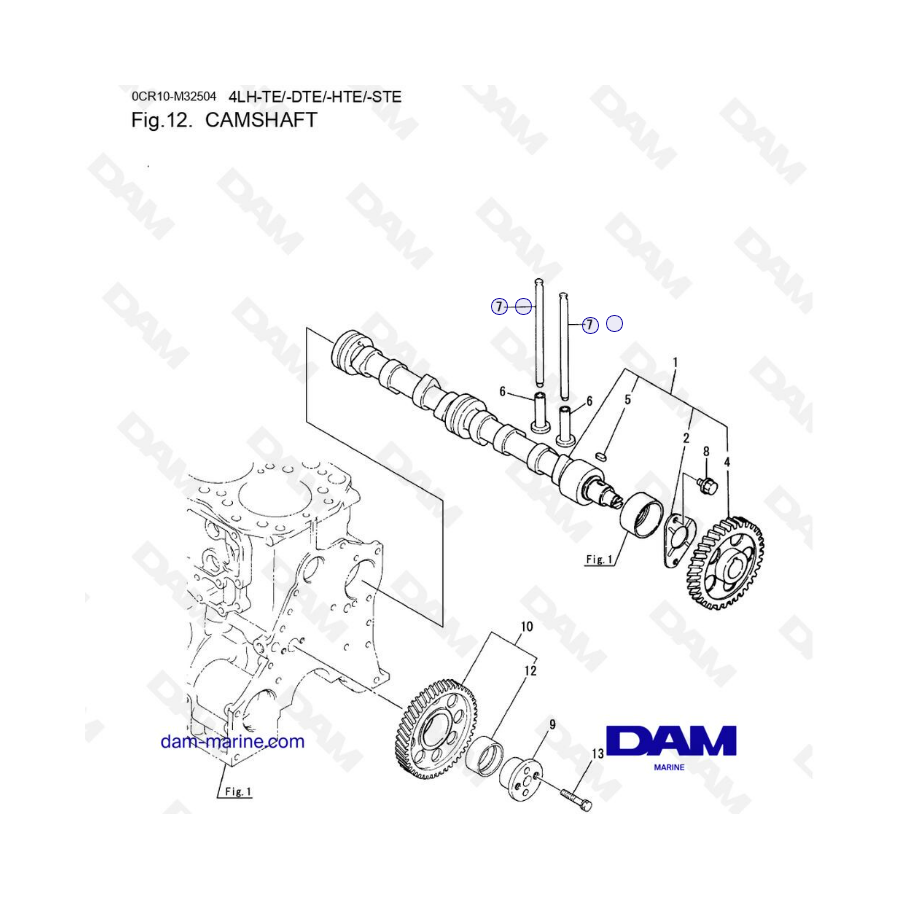 Yanmar Lh Te Lh Dte Lh Hte Lh Ste Camshaft Dam Marine