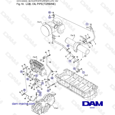 Yanmar Ly Etp Stp Utp Utc Stc Lub Oil Pipe Turbine Dam