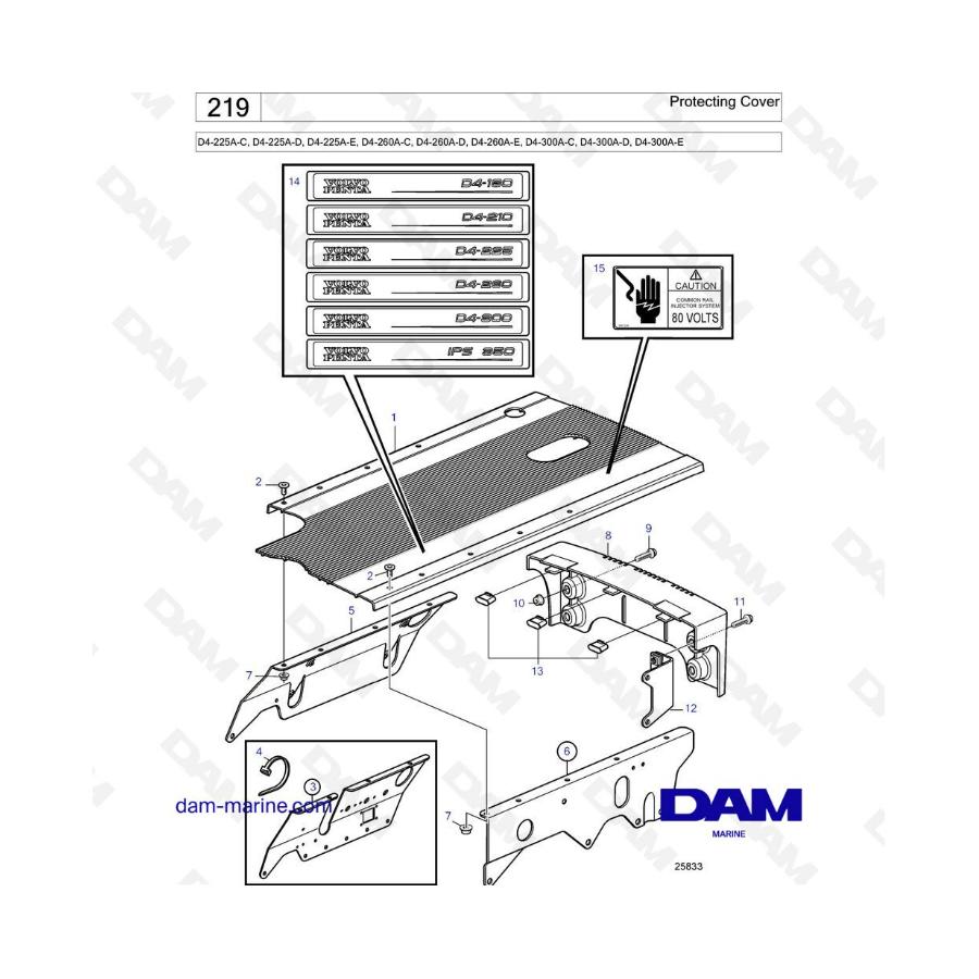 Volvo Penta D4-225A/D4-260A/D4-300A - Protecting cover