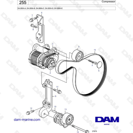 Volvo Penta D4-260A-A -B -C -D -E - Compressor