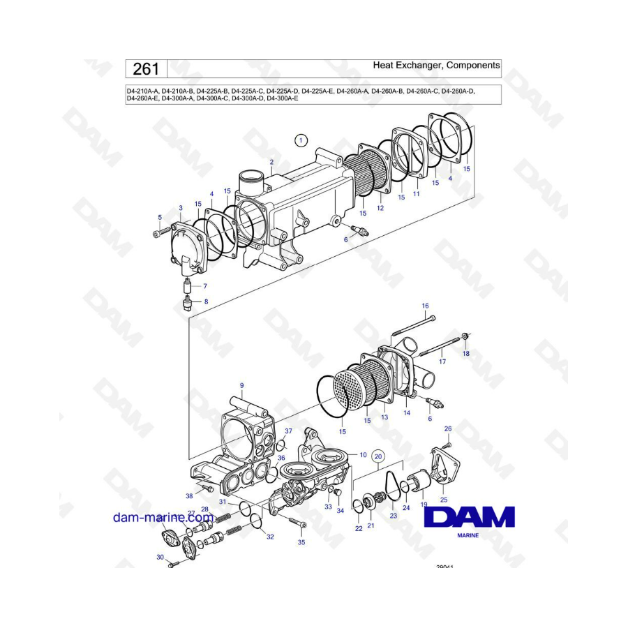 Volvo Penta D4-210A / D4-225A / D4-260A / D4-300A - Intercambiador de calor