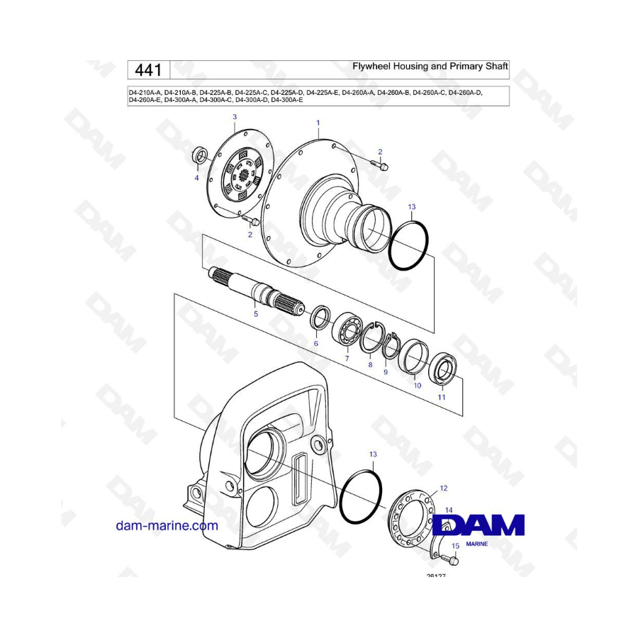 Volvo Penta D4210A / D4225A / D4260A / D4300A Caja del volante y