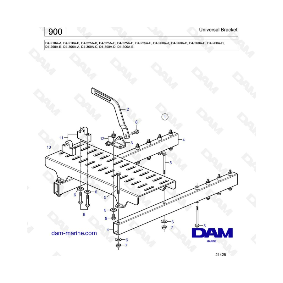 Volvo Penta D4-210A / D4-225A / D4-260A / D4-300A - Universal bracket