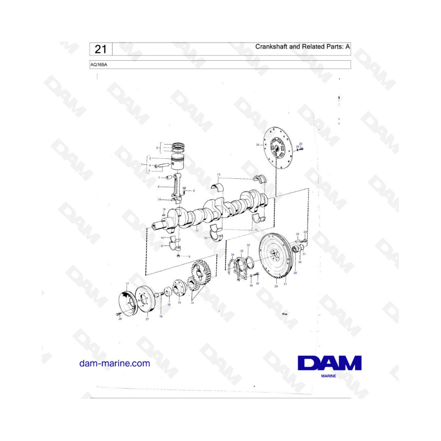 Volvo Penta AQ165A - Cigüeñal y piezas relacionadas: A