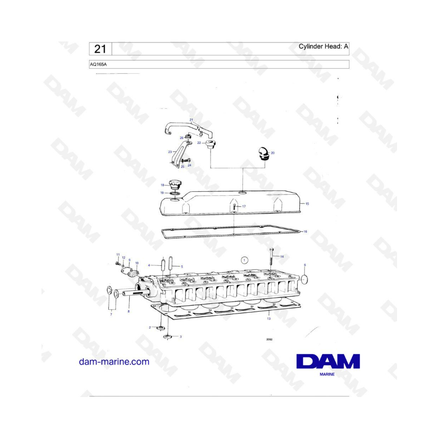 Volvo Penta AQ165A - Cylinder head : A