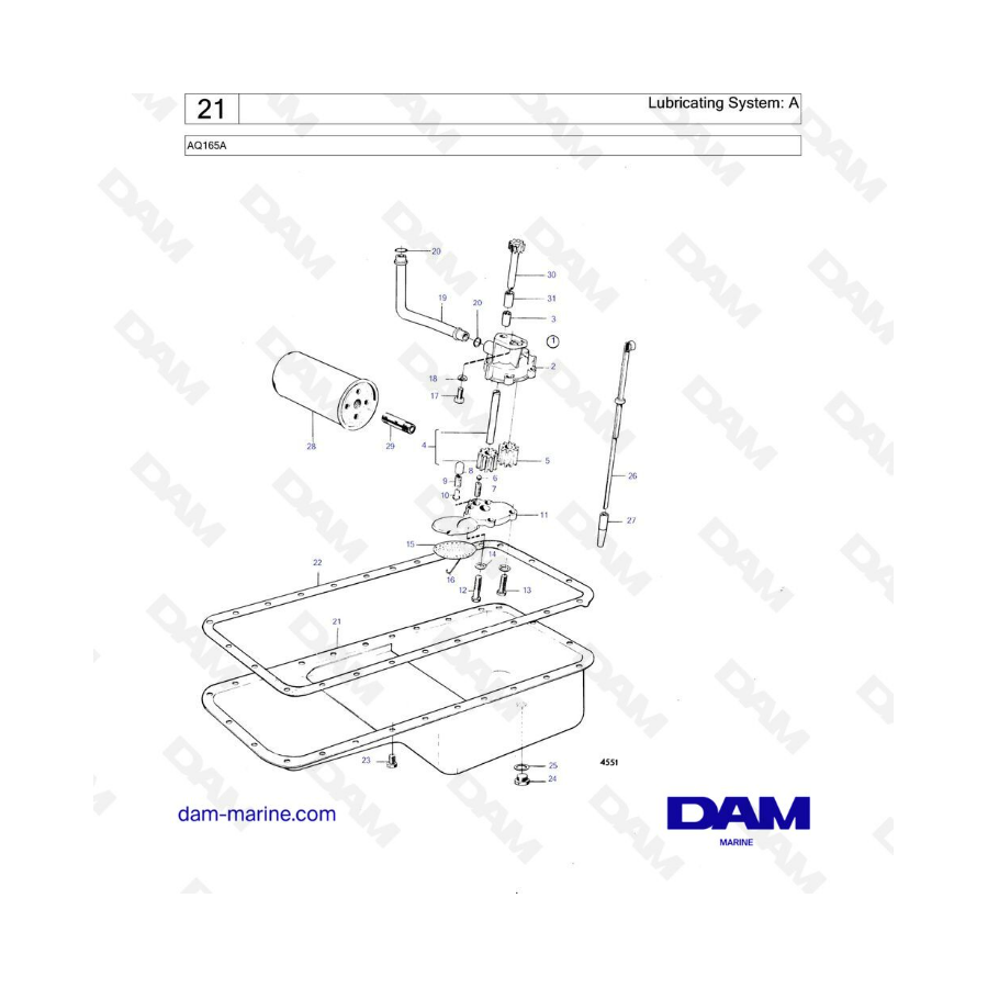 Volvo Penta AQ165A - Lubricating system : A