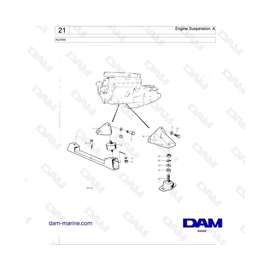 Volvo Penta AQ165A - Engine suspension : A