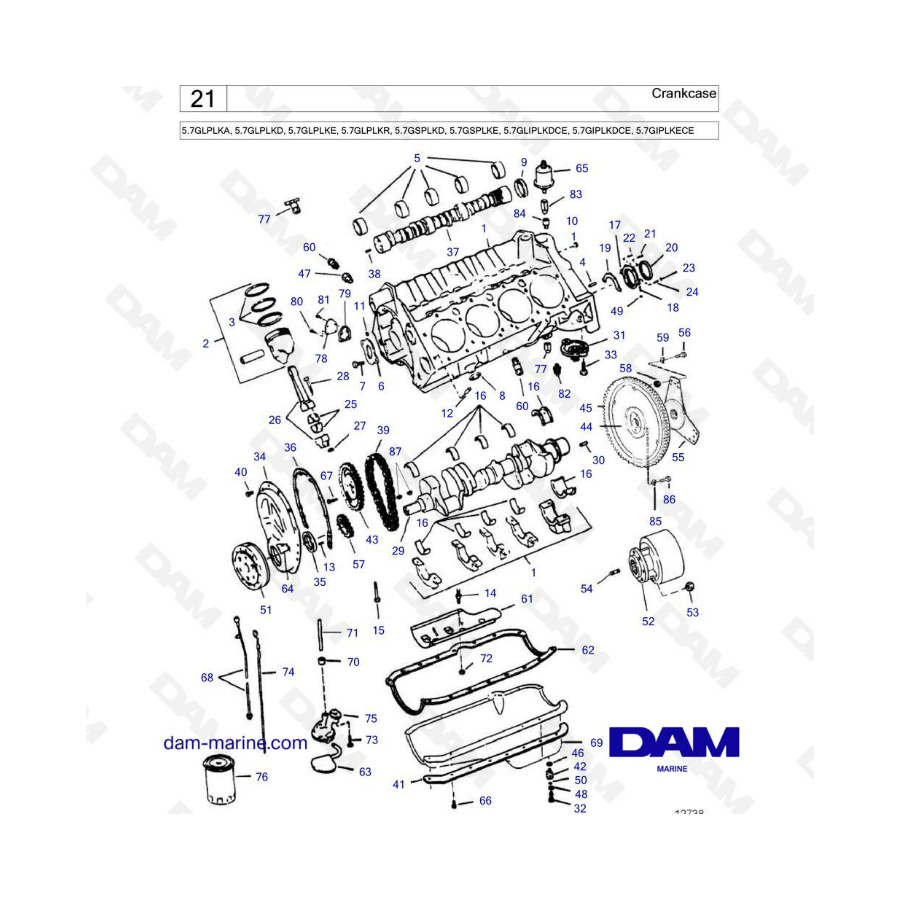 Volvo Penta 5.7L GL - Crankcase