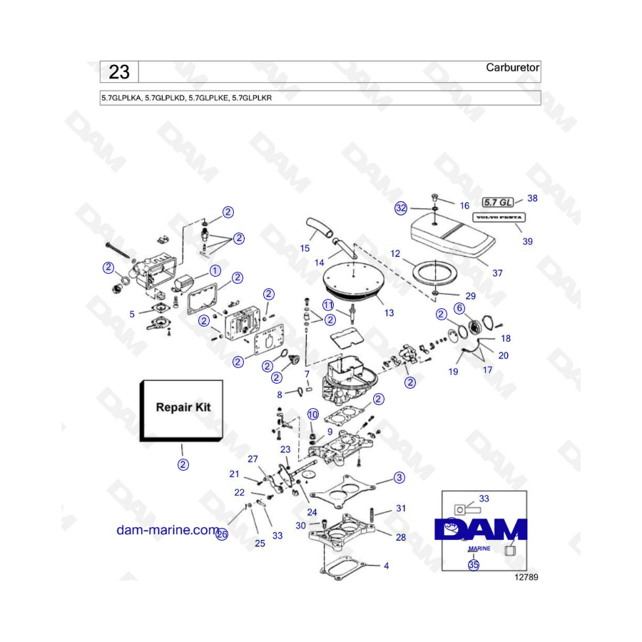 Volvo Penta 5.7L GL - Carburetor