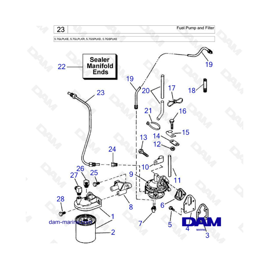 Volvo Penta 5.7L GL - Bomba y filtro de combustible