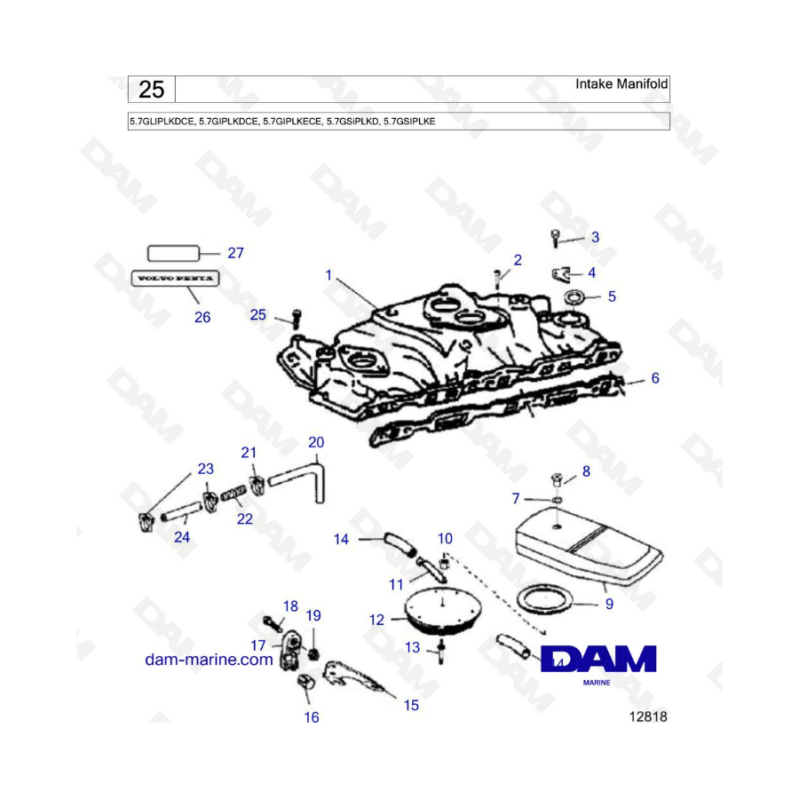 Volvo Penta 5.7L GL - Colector de admisión