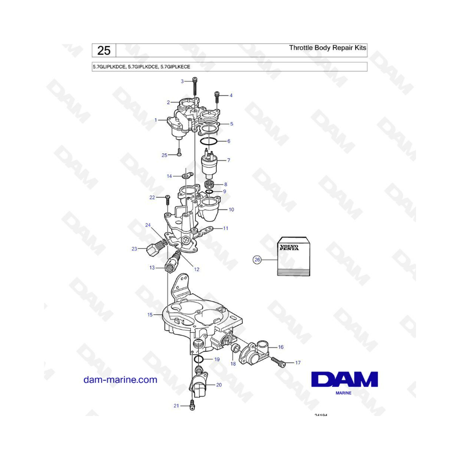 Volvo Penta 5.7L GL - Kits de reparación del cuerpo del acelerador