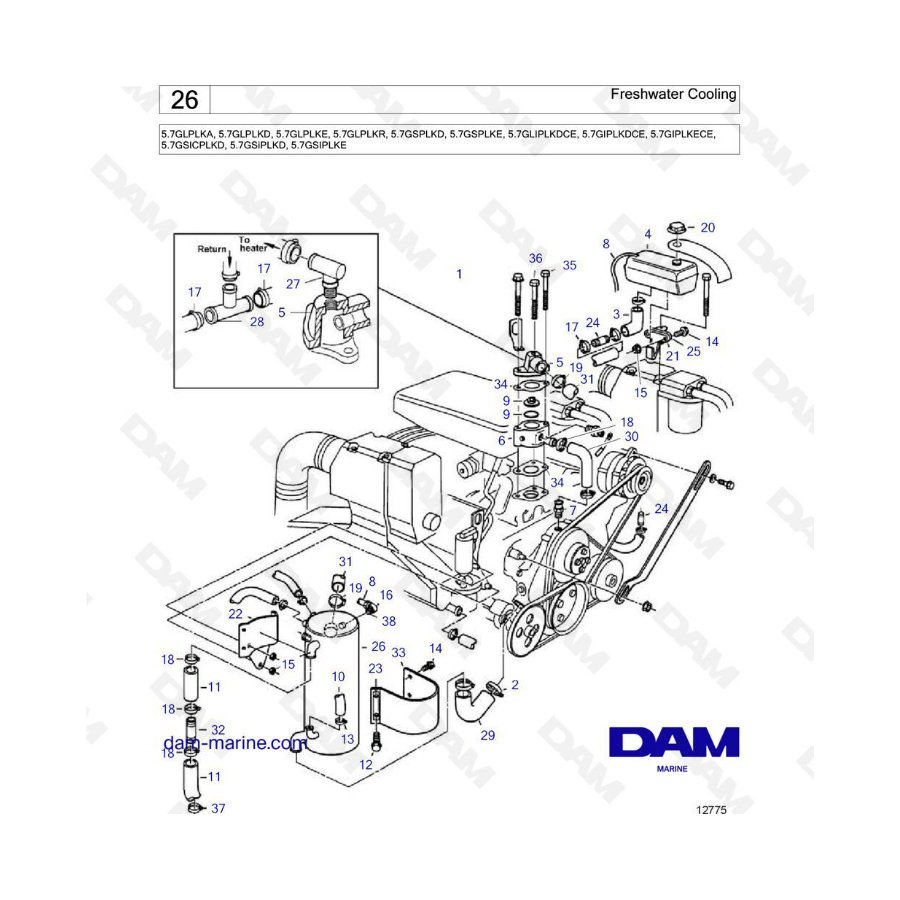 Volvo Penta 5.7L GL - Refrigeración por agua dulce