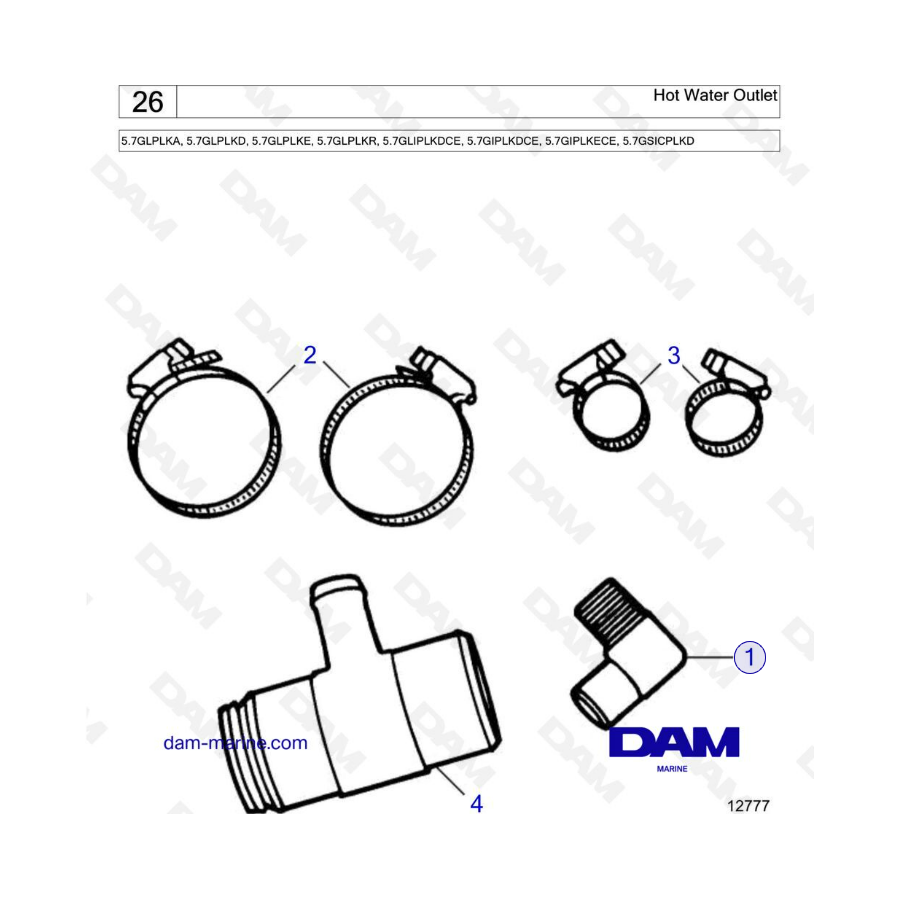 Volvo Penta 5.7L GL - Hot water outlet