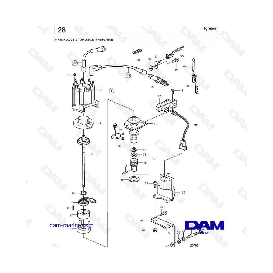 Volvo Penta 5.7L GL - Encendido