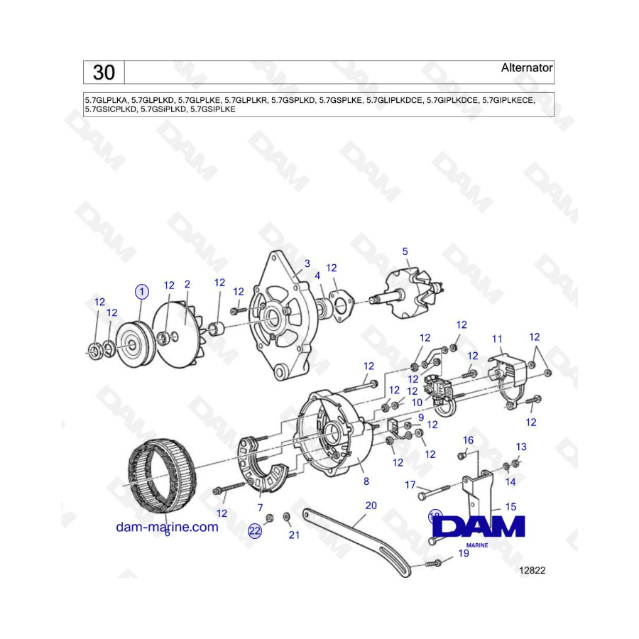 Volvo Penta 5.7L GL - Alternador