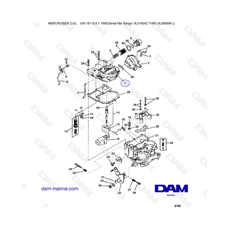 Mercruiser 3.0L après 1990 Carburetor (Mercarb) DAM Marine