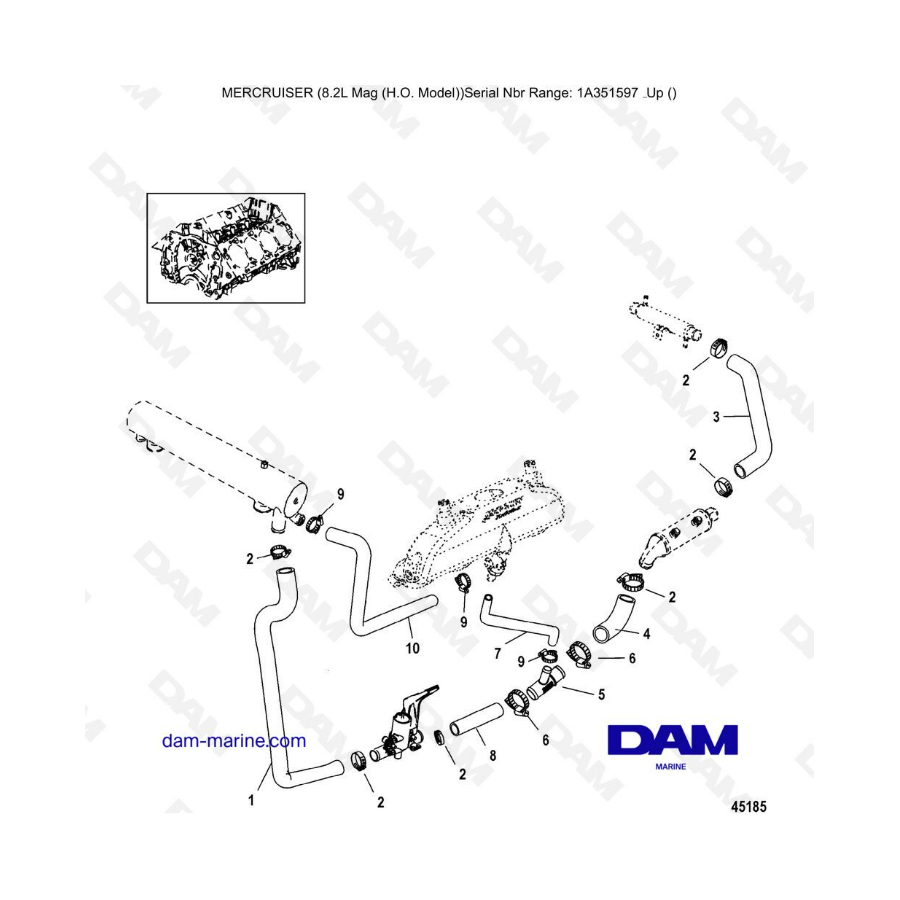 Mercruiser Mag Mpi Ho Cooling System Raw Water Components Port Dam Marine