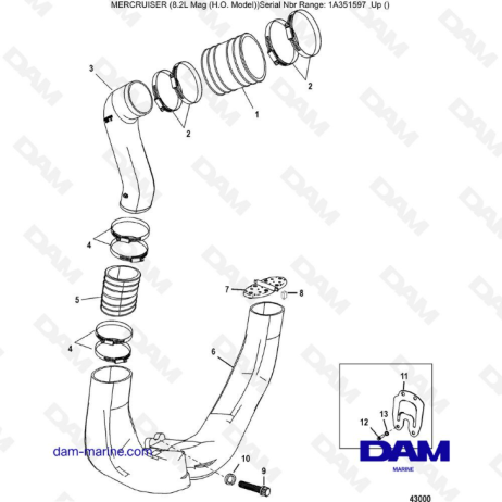 Mercruiser 502 MAG MPI HO - Exhaust system components