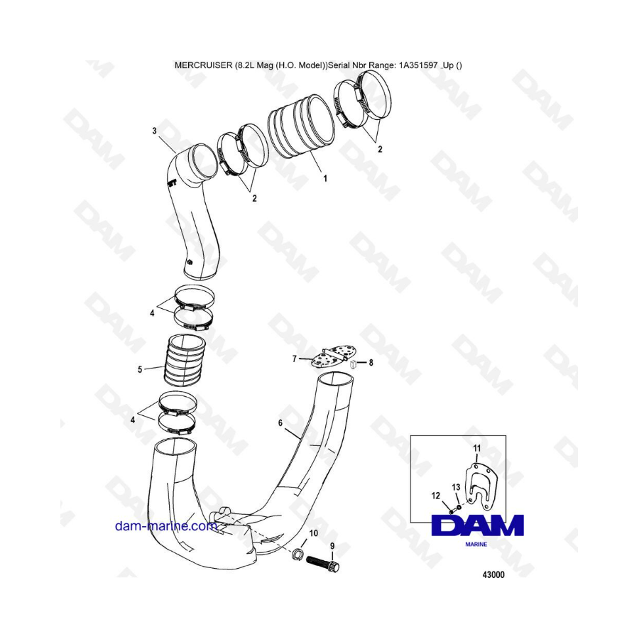 Mercruiser Mag Mpi Ho Exhaust System Components Dam Marine