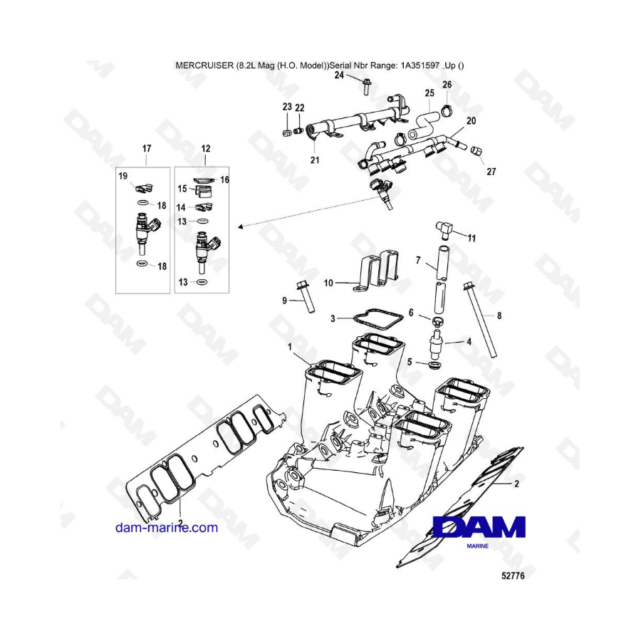 Mercruiser 502 Mag Mpi Ho Intake Manifold Dam Marine