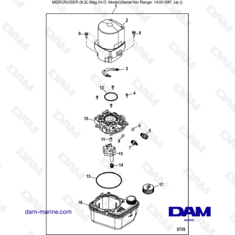 Mercruiser 502 MAG MPI HO Trim Pump Motor Components DAM Marine