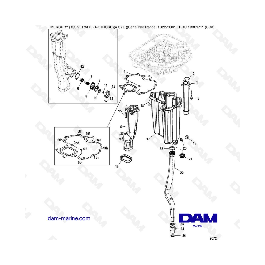 Mercury Verado 135 (N.S IB227001 à IB381711) - Adaptor plate-lower