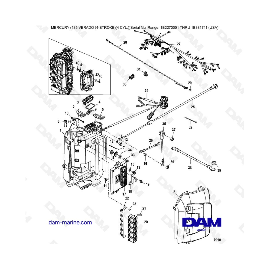 Mercury Verado 135 (SN 1B2270001 à IB381711) - Electrical box components