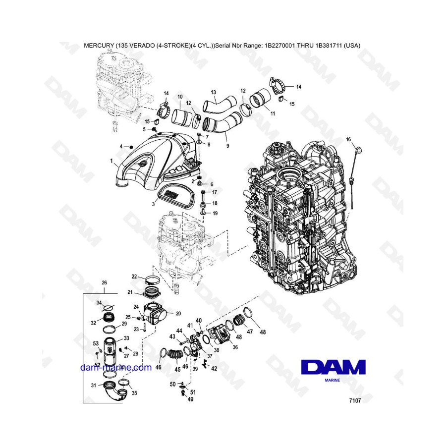 Mercury Verado 135 (SN 1B2270001 a IB381711) - Componentes de inducción