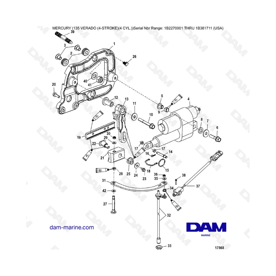 Mercury Verado 135 (SN 1B2270001 to IB381711) - Shift components (Serial number 1B290523 & )