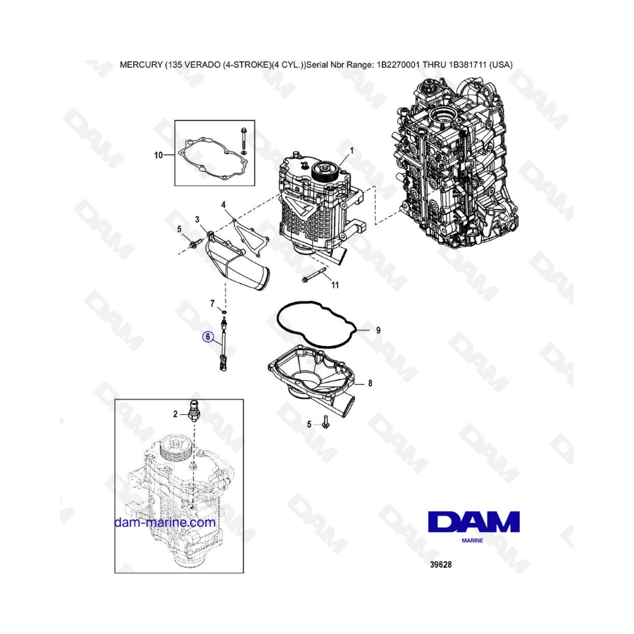 Mercury Verado 135 (SN 1B2270001 a IB381711) - Supercargador