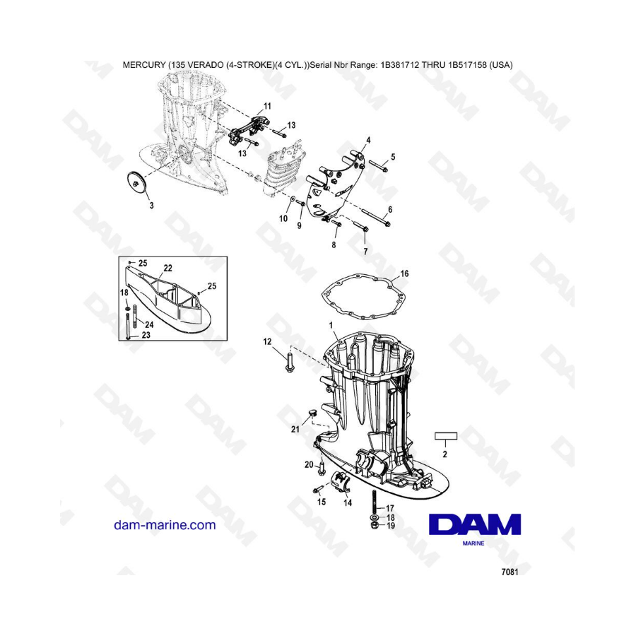 Mercury Verado 135 (SN 1B381712 a 1B517158) - Caja del eje de transmisión