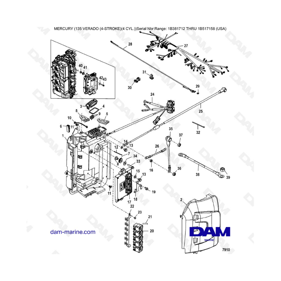 Mercury Verado 135 (SN 1B381712 a 1B517158) - Componentes de la caja eléctrica